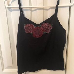 New York & Company Black Rose Sleeveless Top (Size Medium) Vintage & Good Condit